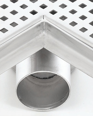 Sprchový odtokový žlab rohový L s přírubou (nerezový sifon)