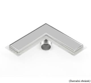 Sprchový odtokový žlab rohový L s keramickým obkladem (nerezový sifon)
