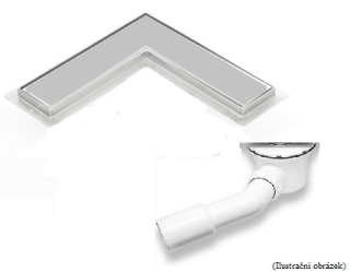 Sprchový odtokový žlab rohový L s keramickým obkladem (plastový sifon)