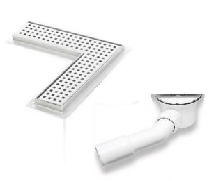 Sprchový odtokový žlab rohový L s přírubou (plastový sifon)